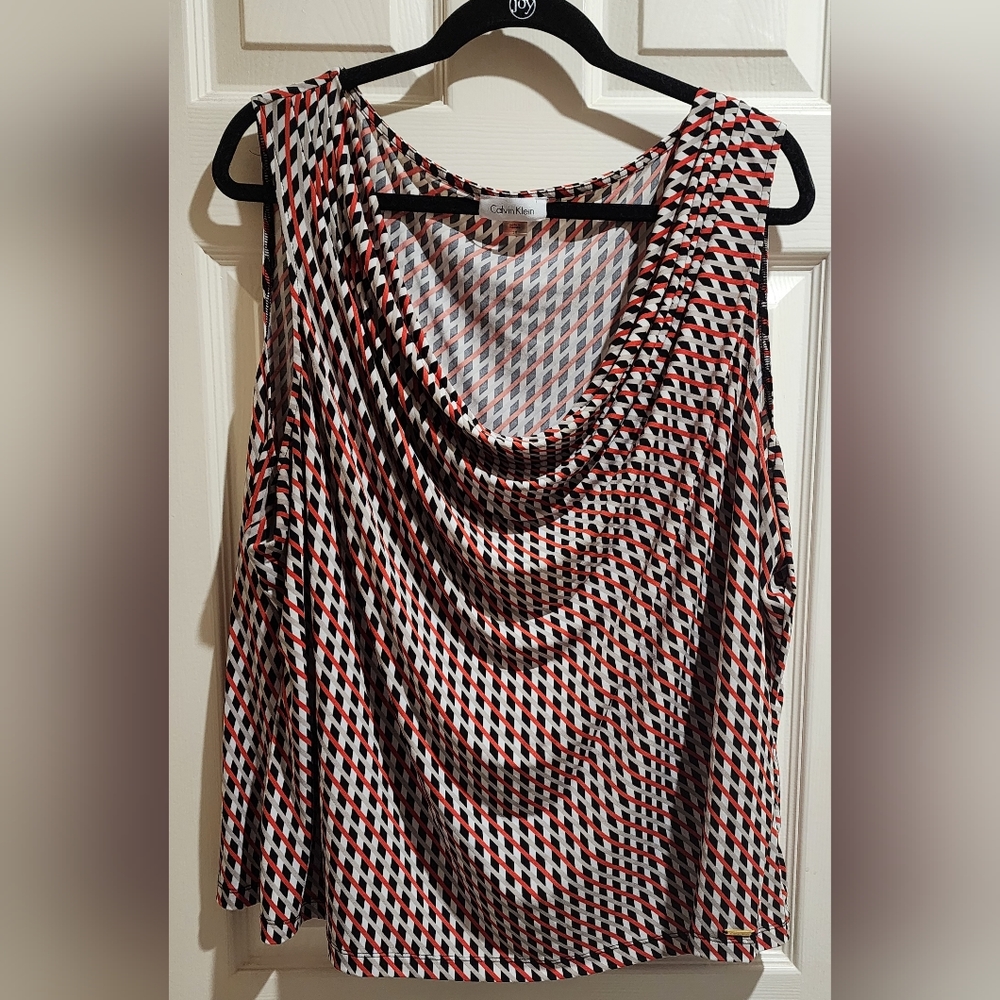 Calvin Klein red and black sleeveless top size 3X